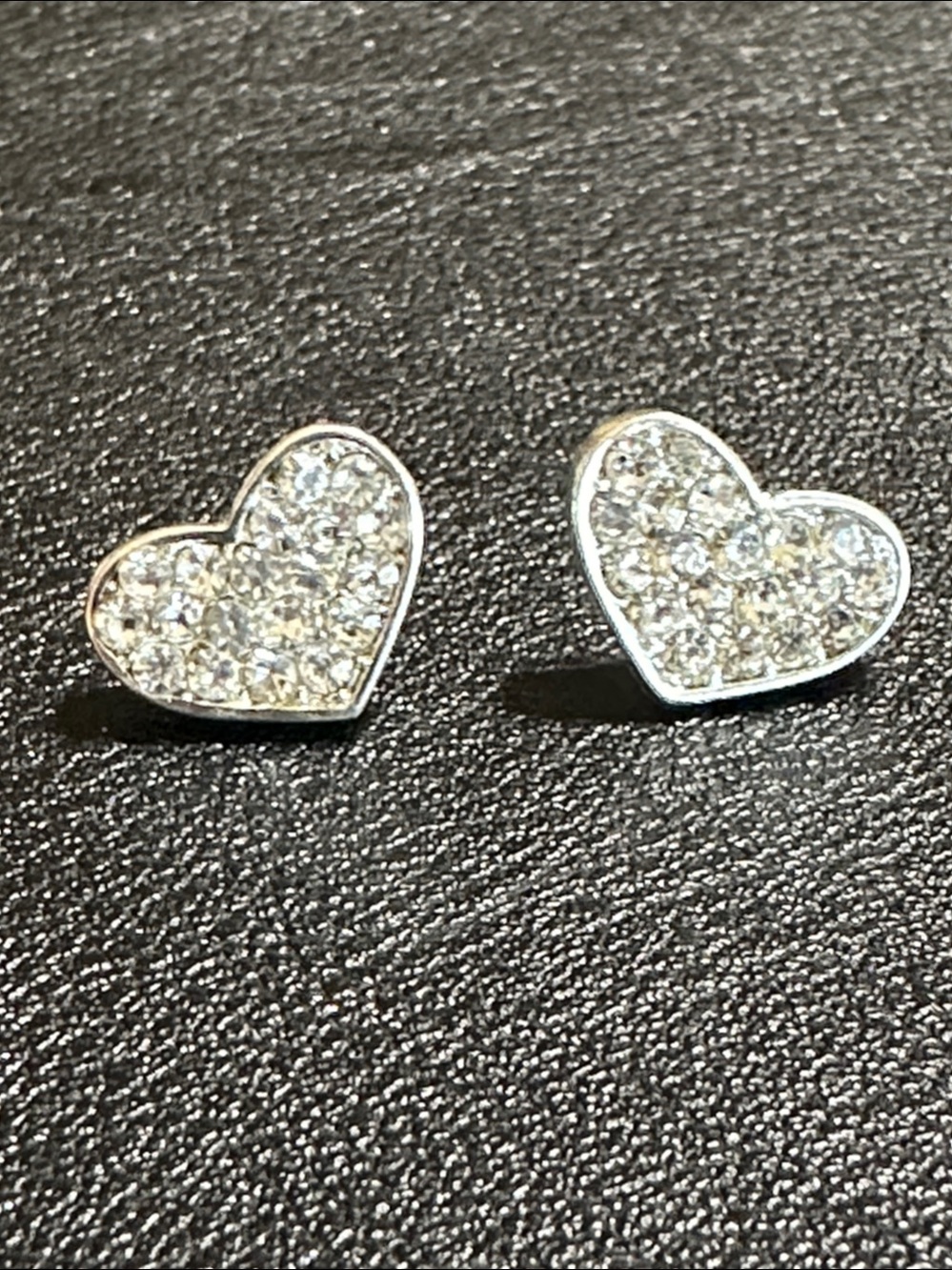 Park Lane “Dainty” Pave Crystal Silver Tone Heart Shape Post Back Earrings